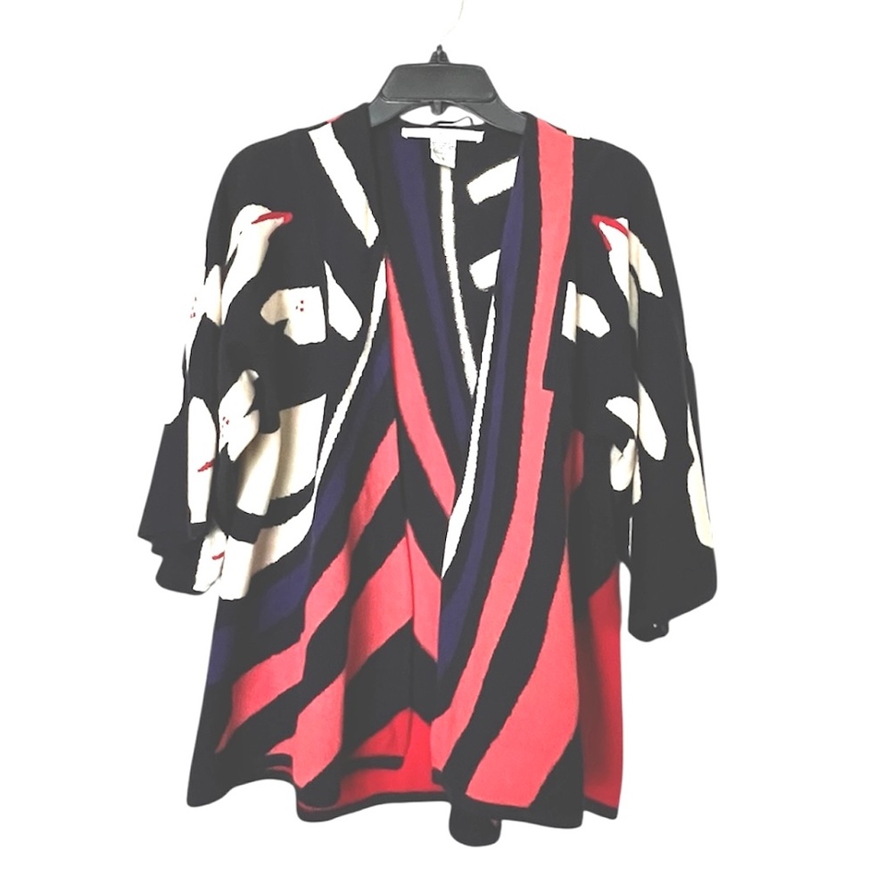 Diane Von Furstenberg Printed Sweater Cardigan Open Front Size S